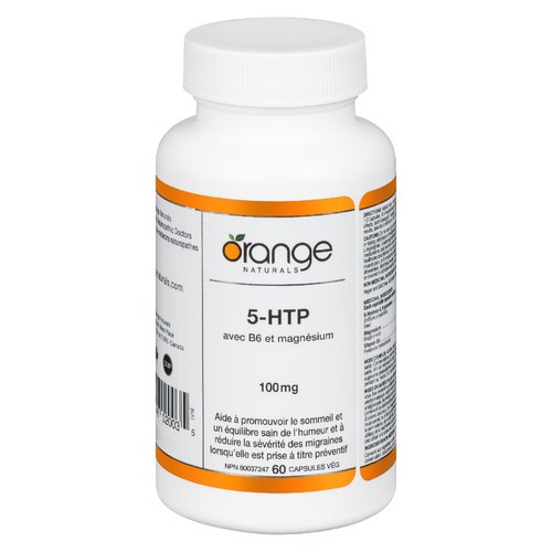 Orange Naturals Supplement 5-HTP With B6 & Magnesium 100 mg 60 Vegetable Capsules