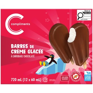 Compliments Barre de crème glacée enrobée de chocolat 12 x 60 ml