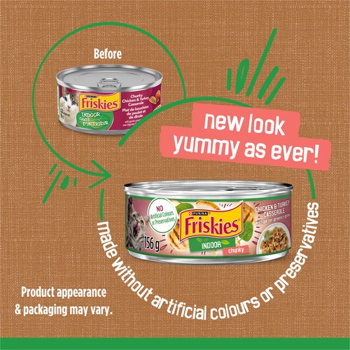 Friskies Wet Cat Food Indoor Chunky Chicken & Turkey Casserole 156 g