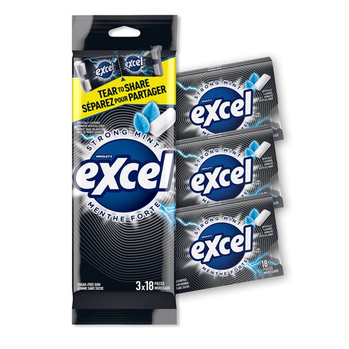 Excel Sugar Free Chewing Gum Strong Mint Flavoured Pack of 18 Piece 3 EA