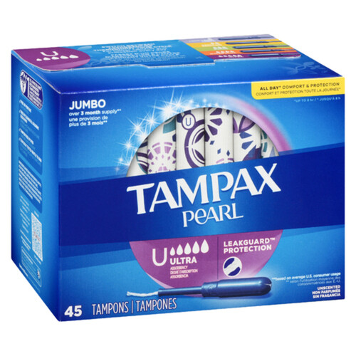 Tampax Pearl Tampons Ultra Unscented 45 Count