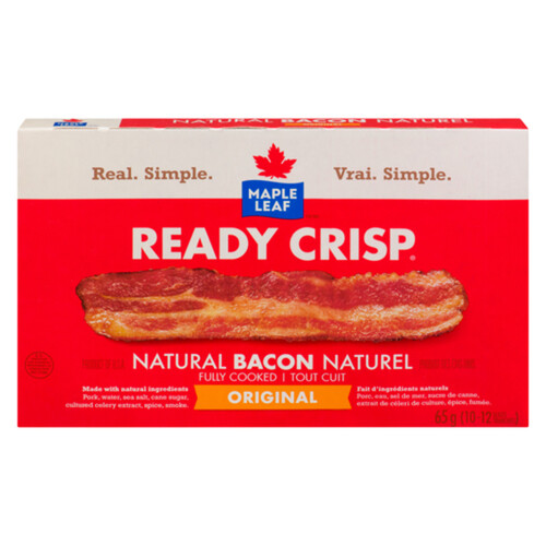 Maple Leaf Ready Crisp Natural Bacon Slices Fully Cooked 65 g