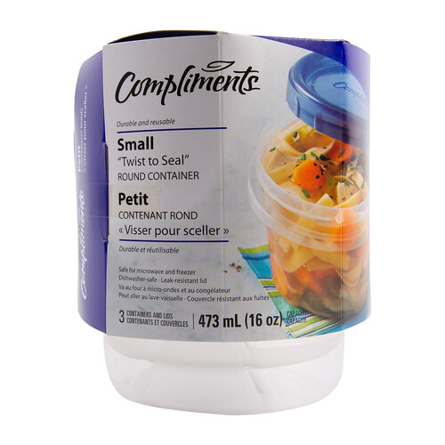 Compliments Containers Small Twist Lock Round 3 Count