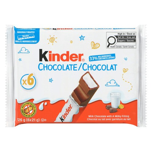 Kinder Peanut-Free Milk Chocolate Bar 6 Pack 126 g