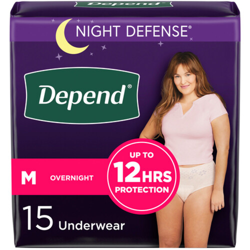 Depend Overnight Women's Underwear Medium 15 Count