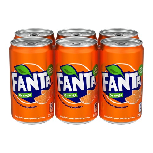 Fanta Soft Drink Orange 6 x 222 ml (cans)